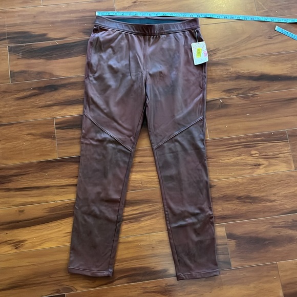 NEW Free People Faux Suede Leggings Burgundy Size 29 - Picture 3 of 12